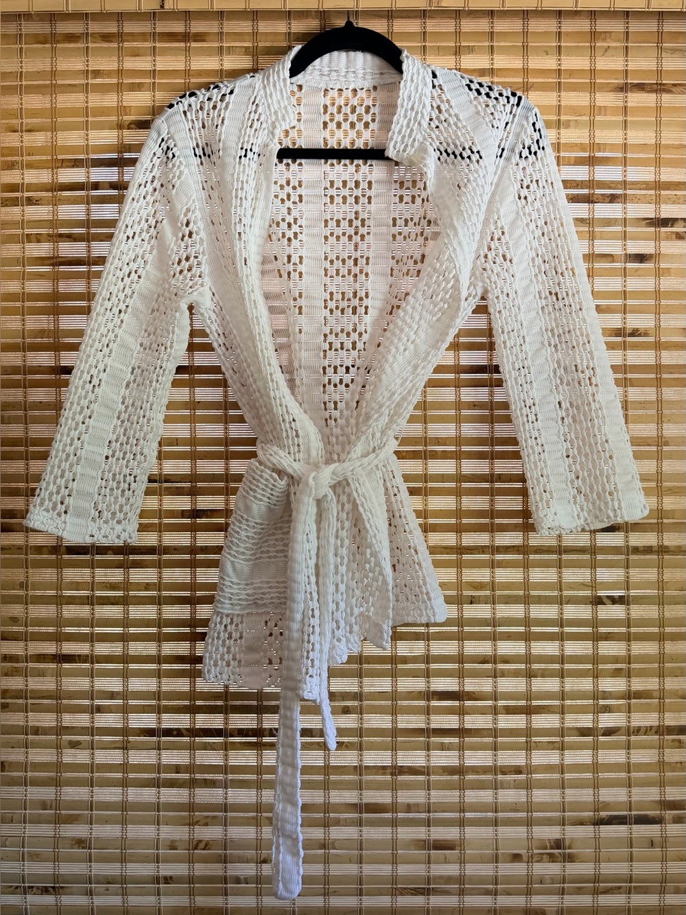 🤍 Open Knit Crochet Tie-Front Beach Cover-Up 🤍